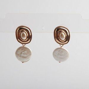 ZARA GOLD PEARL DROP EARRINGS